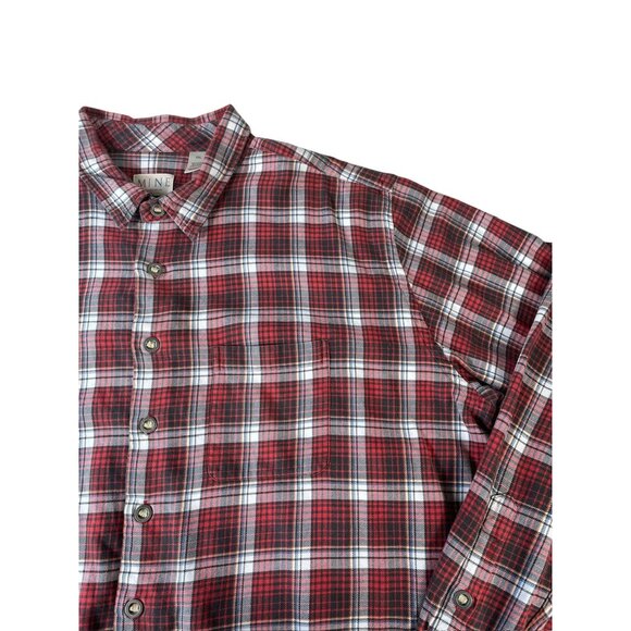 Mine Flannel Shirt Men's XXL Red Black White Plaid Long Sleeve Button Up Top - Picture 2 of 11